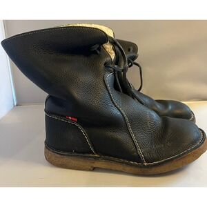 Duckfeet Arhus Black Pebbled Leather Shearling Lined Crepe Sole Boots 41